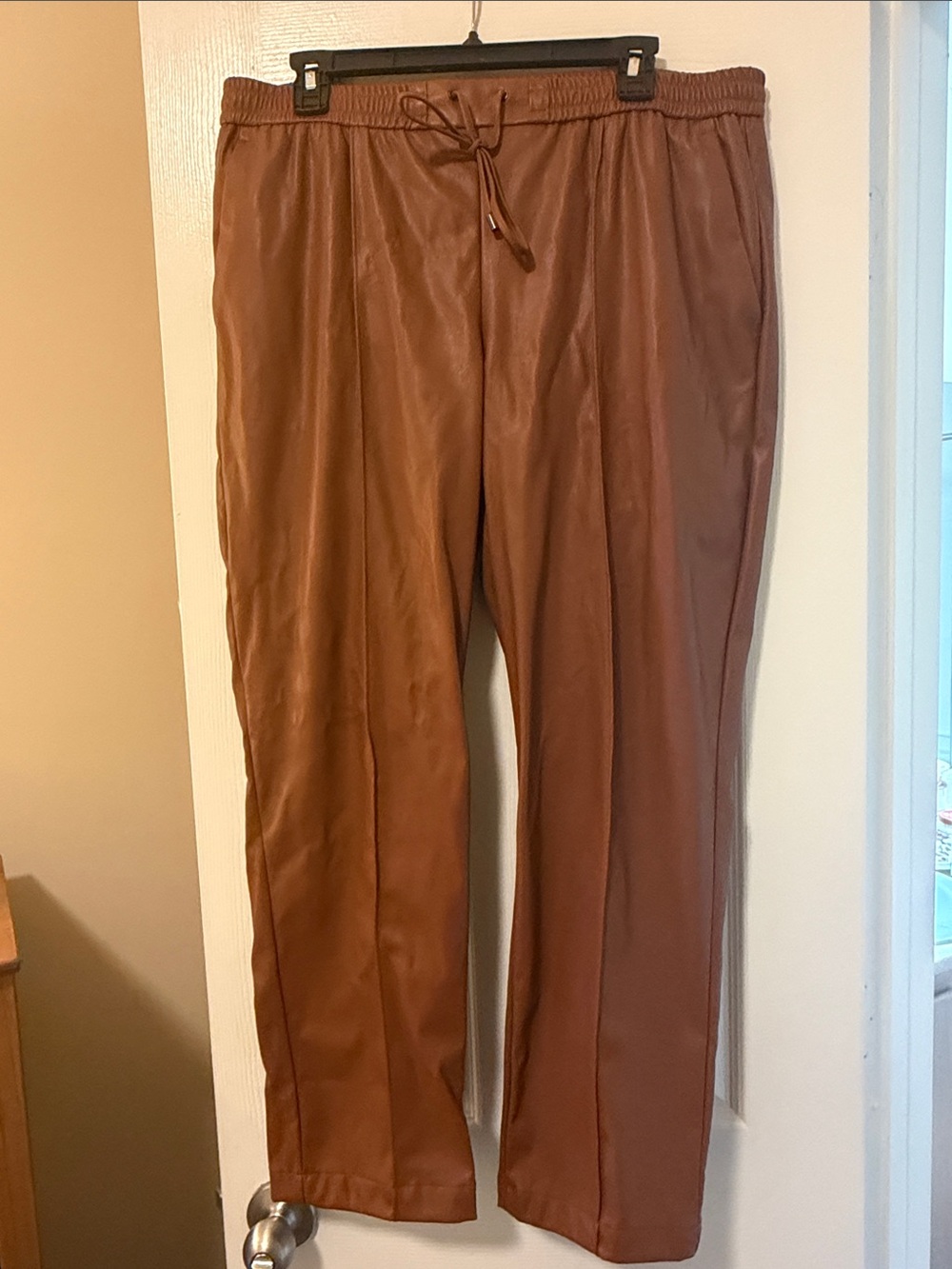 Nine West Brown Faux Leather Jogger Pants
